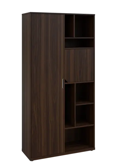 KSR6-83 L skříň šatní, 1x výsuvné ramínko, dvířka, niky, 2053x1022x400 mm, provedení levé, ořech královský